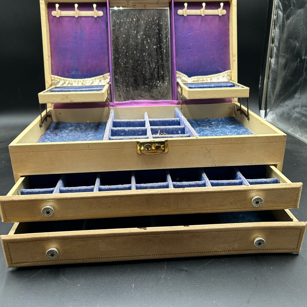 Large Mele Jewelry box Organizer with Blue Velvet Interior
